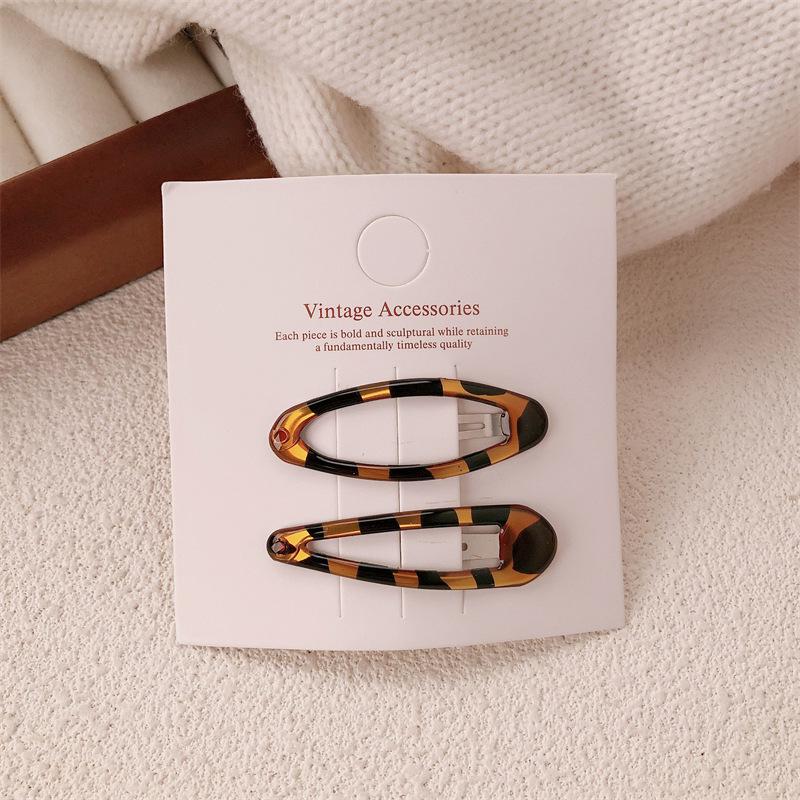 Korean Leopard Print Hair Clip for Girls - Cute BB Side Bangs and Back Hairpin