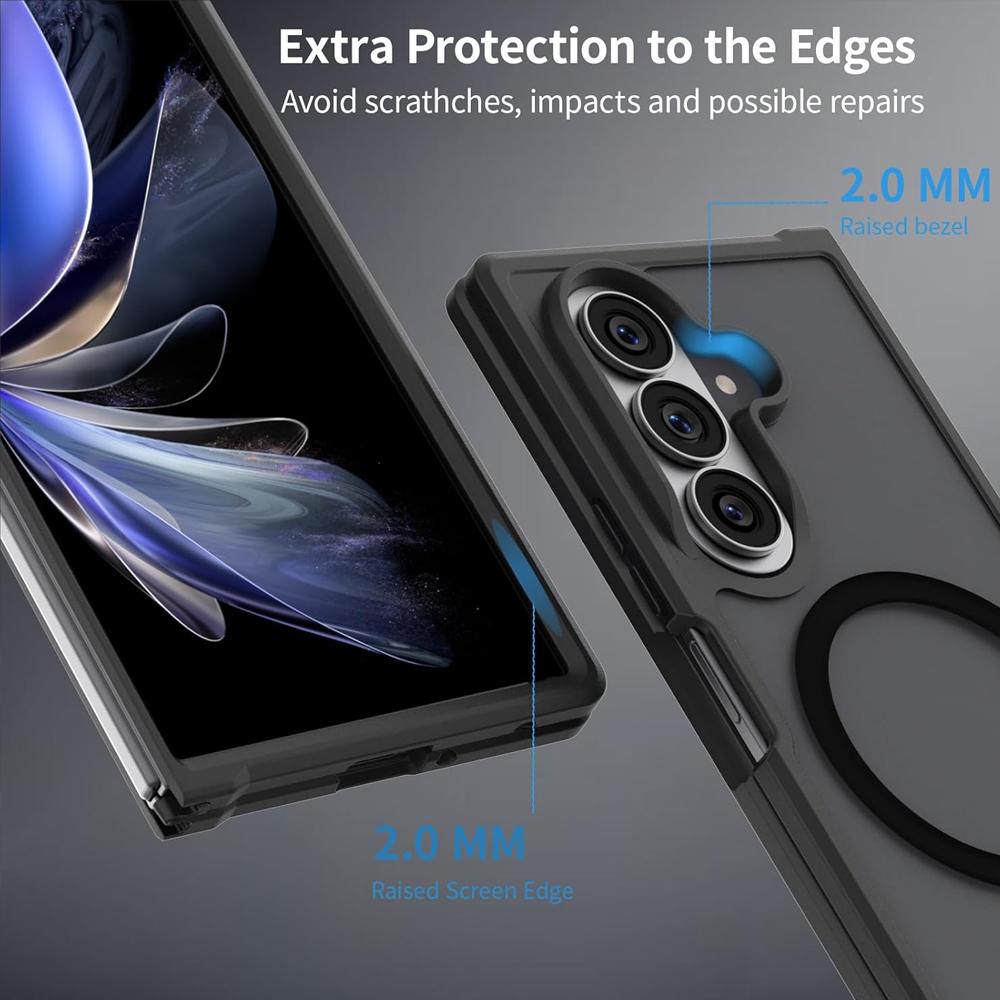 UYUXIO Full Cover Matte Case For Samsung Galaxy Z Fold 7 Magnetic Mobile Phone Cases with Magnet for Z Fold7 Translucent