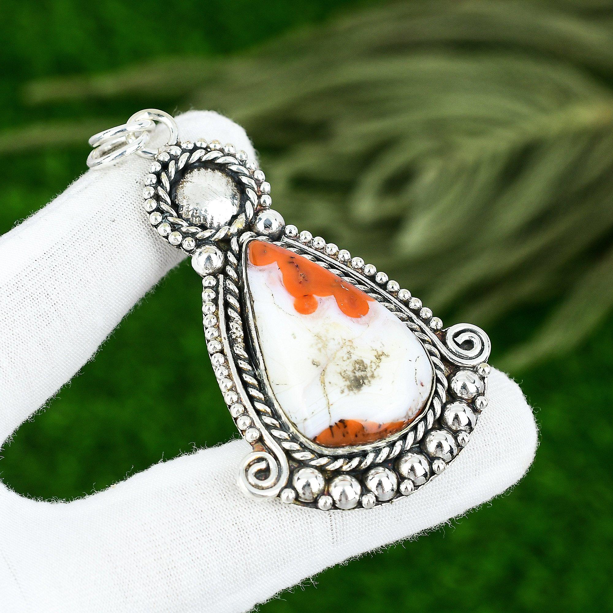 

925 Silver Botswana Agate Gemstone Handmade Engagement Daughter Pendant Jewelry