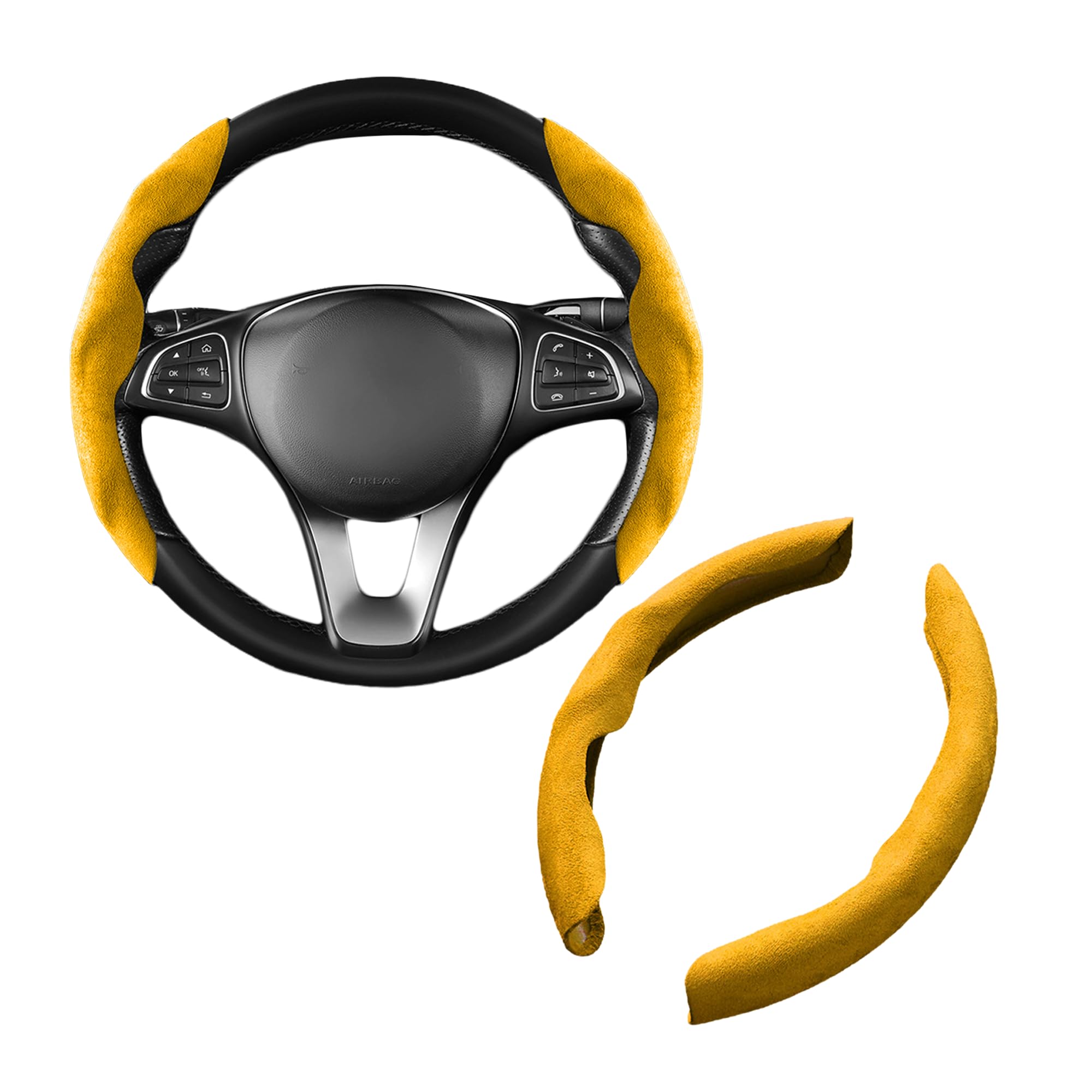 

Fesanla Чехол на руль, Для автомобилей, Универсальный, Для малолитражных автомобилей, Замша, Влагопоглощающий, жёлтый
