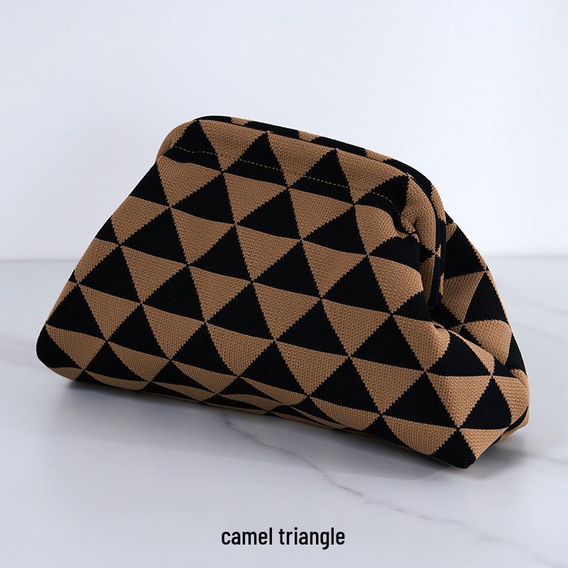 2025 Versatile Striped Knitted Handbag: Cloud Design, Large Capacity, Color Block, Daily Use.