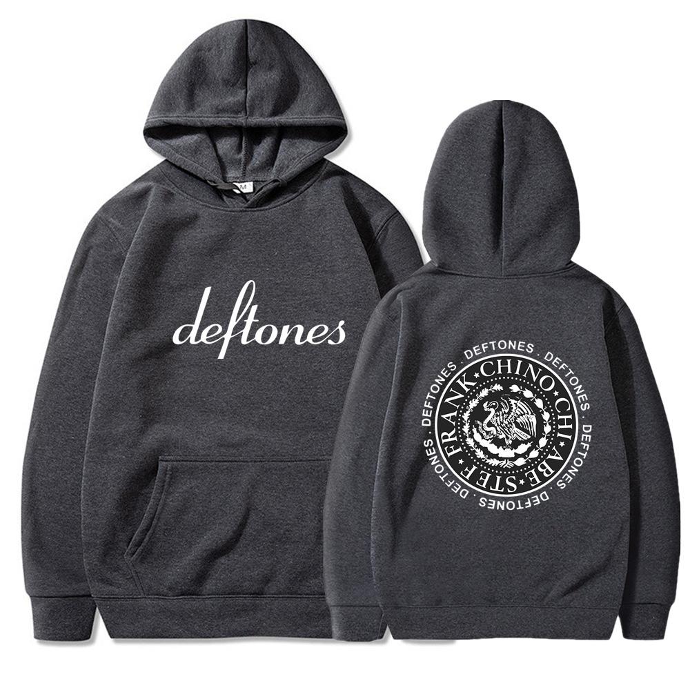 Hip Hop Rapper Printed Deftones LOGO Autumn Unisex Hooded Sweatshirt Fleece Lined Casual Pocket Hoodie for Couple Daily Streetwear Sweatshirt