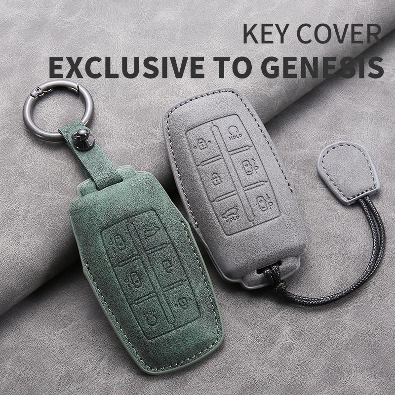 Sheepskin Leather 6 Buttons Car Key Case Cover Shell Fob For Hyundai Genesis GV70 GV80 GV90 2020 2025 2025 Auto Accessories