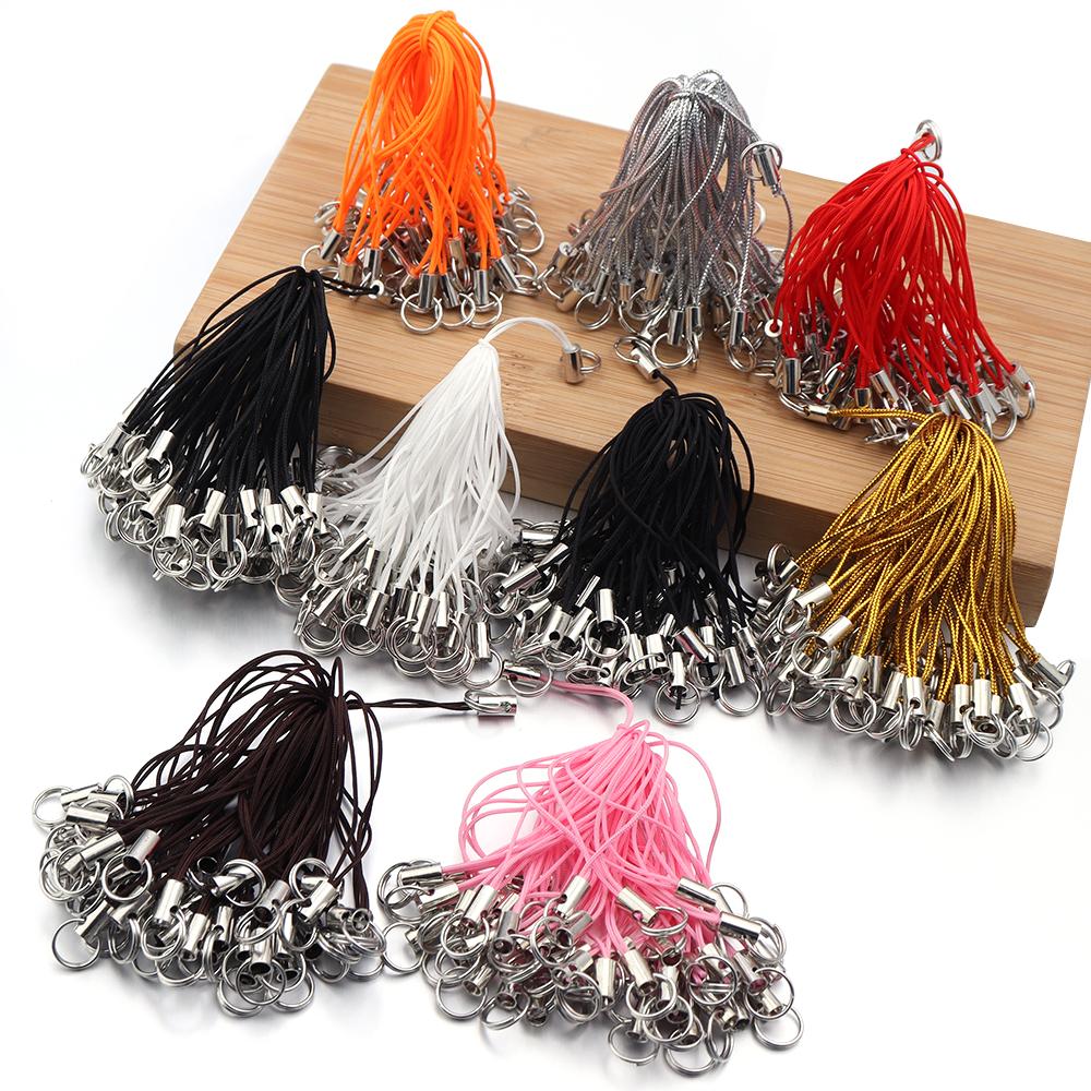 50Pcs Handmade Lanyard with Jump Ring Colorful Soft Wire Aluminum Tube Hook Lanyard for Key Chain Phone Rope Charms Accessories
