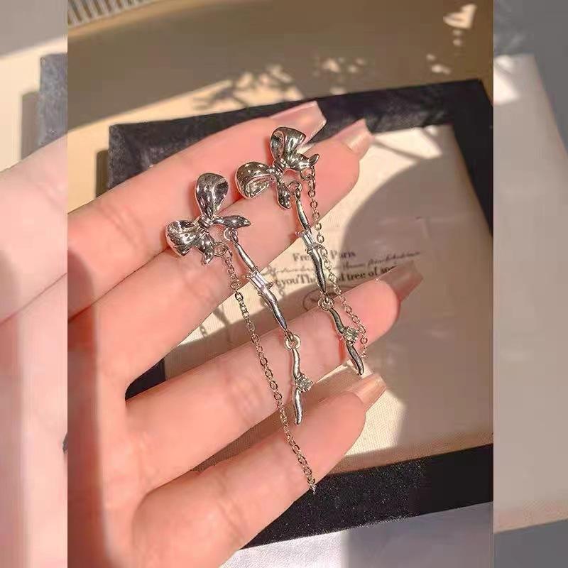 

Легкие роскошные длинные серьги-кисточки с бантом, элегантные серьги высокого класса