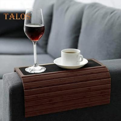 Wooden Sofa Arm Tray Non-slip Heavy Duty Multifunction Rectangle Foldable Couch Armrest Coffee Mug Drink Snack Holder Storage Organizer Tray