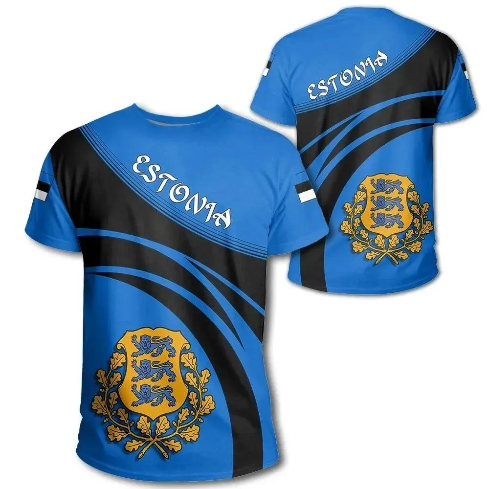 Tricou Grafic Steagul Estoniei Cadouri Ziua Independenței Estoniei Tricouri Imprimate 3D Bărbați Sport Mânecă Scurtă Tricouri Tip Jersey de Fotbal