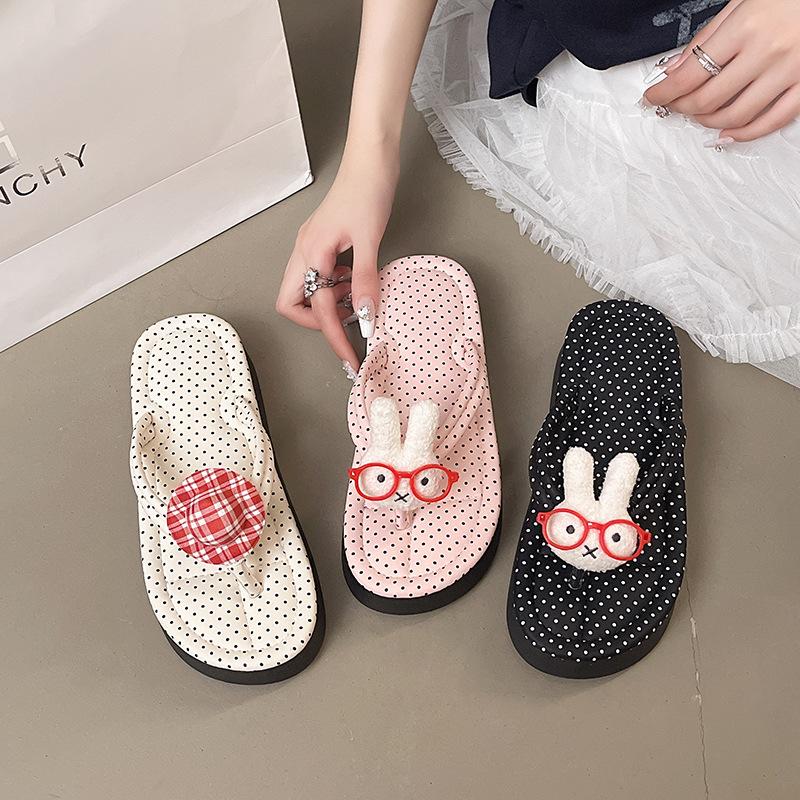 Cute and Versatile High-end Polka Dot Soft Bottom Heightening Flip-flops Thick Bottom Outer Wear Indoor Home Fashion Casual Sandals