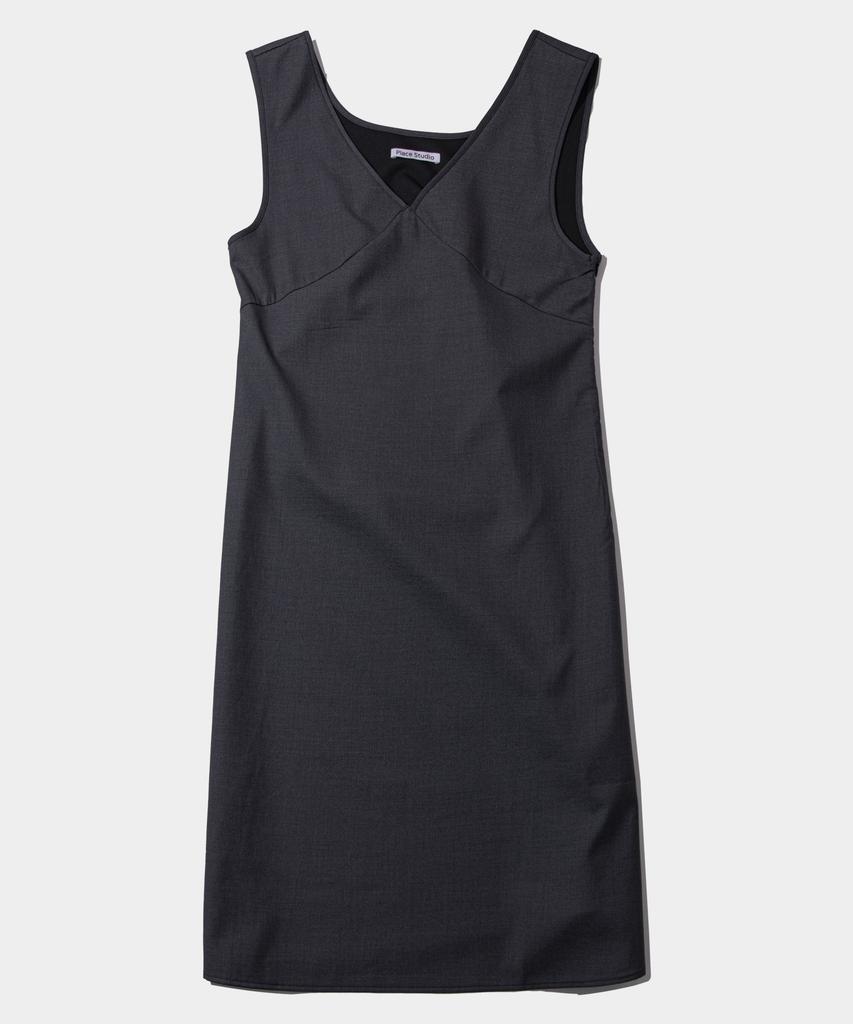Place Studio Layered Slit V-Neck Sleeveless Midi Dress_2 Colors