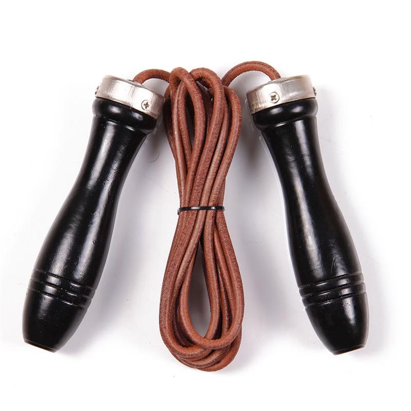 Premium Cowhide Jump Rope with Wood Handle