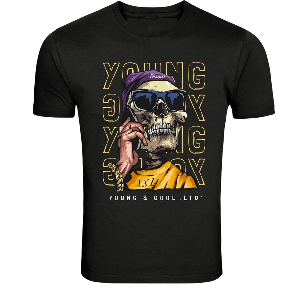 Junges cooles Totenkopf Streetwear T-Shirt - Urban Hip Hop Skelett Stil