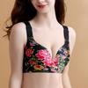E-Cup Plus-Size-BH, dünn, sexy Blumenmuster, kein Stahlring, rot, gerafftes Bralette, unsichtbarer Push-Up-BH, ausgefallene Unterwäsche, sinnliche Dessous