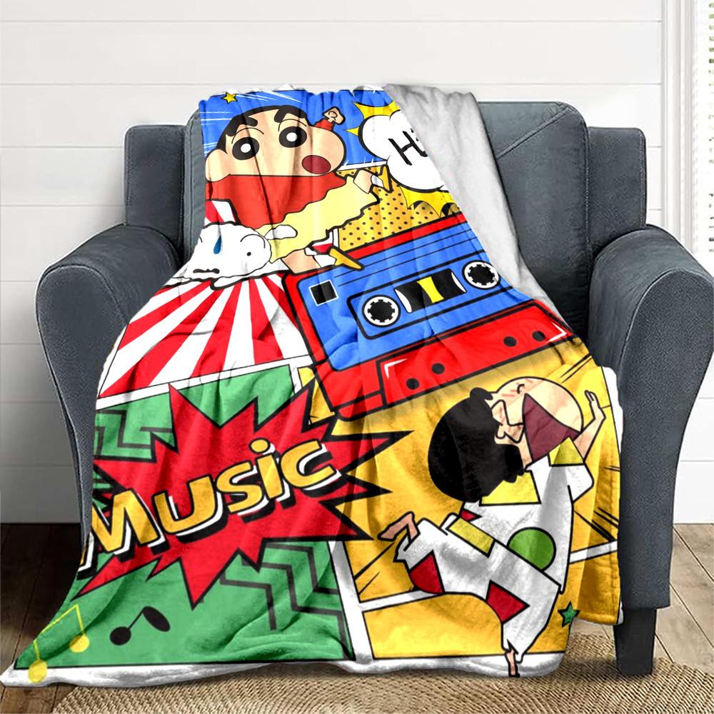 1PC Crayon Shin chan Blanket Lightweight Flannel Throw Blanket for Sofa, Bed, Travel, Camping, Livingroom, Office, Couch