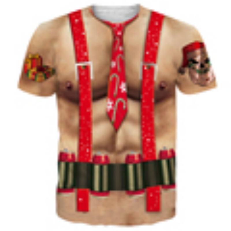 Christmas T-Shirts Summer Funny Santa Claus Fashion Tops Tee Mens Shirts Summer Holiday Boys Casual Crew Neck Oversized T-Shirts