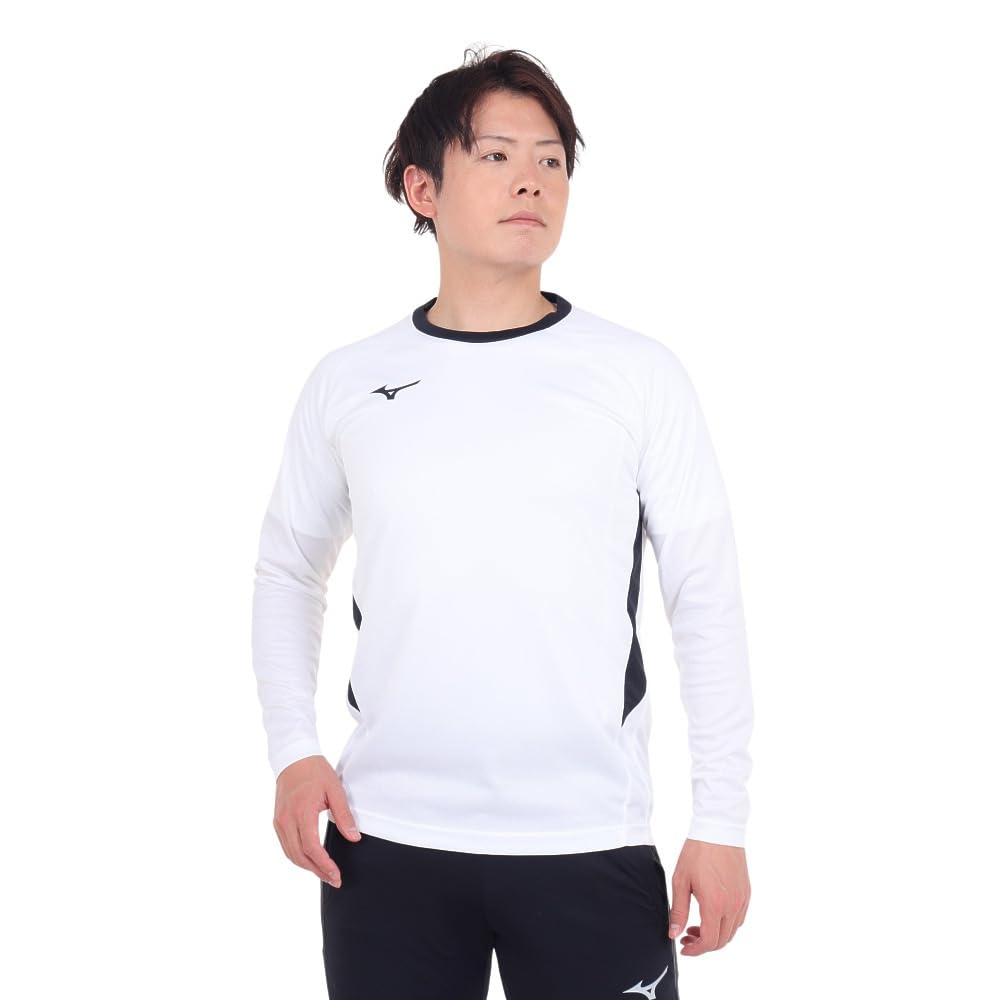 Mizuno Football Wear Long Sleeve Field Size S Shirt, Moisture-Wicking, Quick-Drying, White, (P2MAA505)