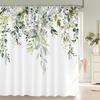 Green Plant Leaf Vines Flowers Shower Curtain Modern Nordic Minimalist Printed Polyster Home Decor Bathroom Curtain with Hooks