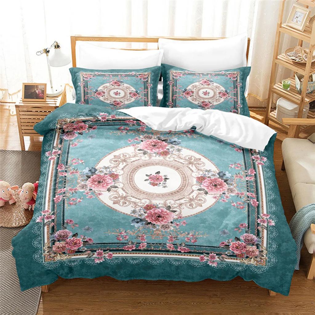 Luxurious Retro Flowers and Plants Duvet Cover Microfiber Exotic European Style Flowers for Women Gifts Bedroom Decoration King