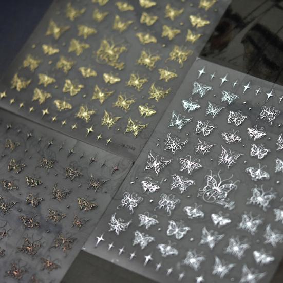 Lesklé samolepky na nehty Samolepicí potřeby pro DIY nehtové umění 5D Japonský styl Retro Pozlacení Motýl Manikúra