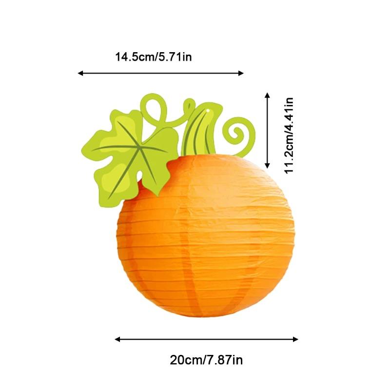 Halloween Round Paper Pumpkin Hanging Lantern Decoration for Thanksgiving Fall Festival Indoor Outdoor Party Patio Home Holiday Scene Decor Supplies