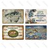 Fishing Decor Vintage Tin Sign Retro Metal Sign Wall Decor for Lake House Cabin Fishing Gift Metal Plate