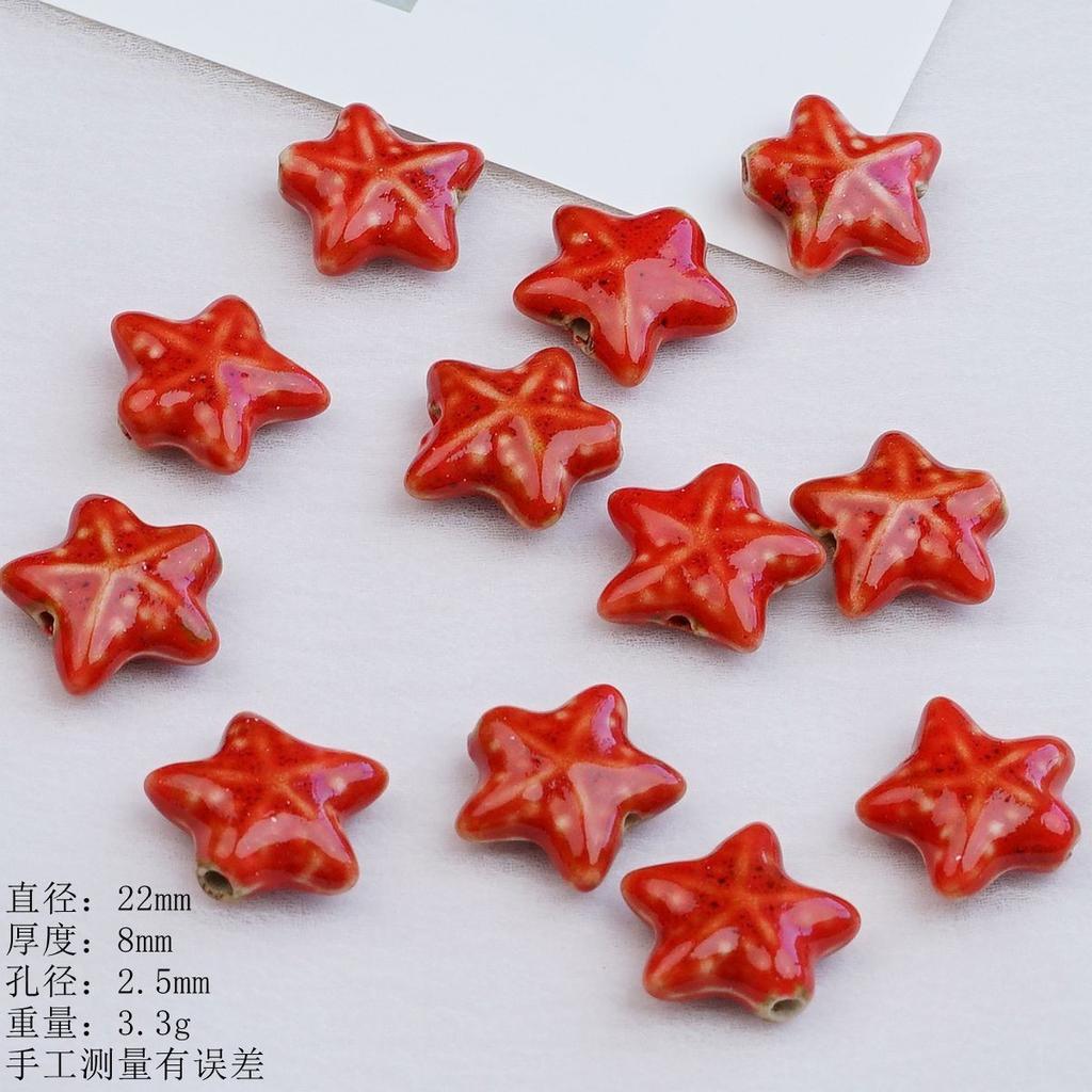 Ceramic Loose Beads Chinese Red Beads Handmade DIY Necklace Loose Beads Accessories