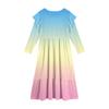Mädchen Stufenkleid mit Rüschen - Langärmeliges bedrucktes Maxi mit Taschen