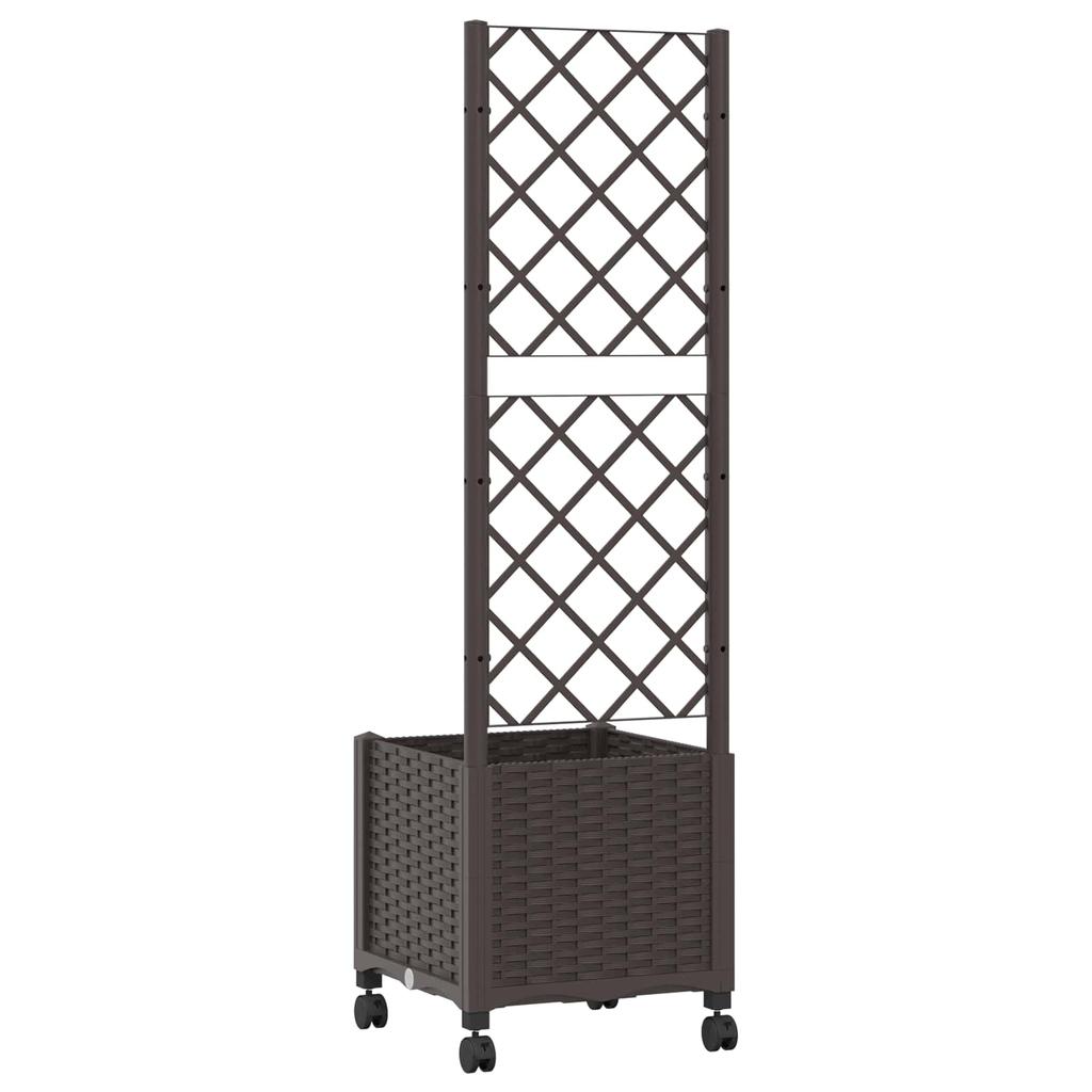 Planter with Trellis and Wheels Brown 40 X 40 X 146 Cm PP
