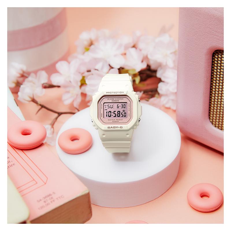Casio BABY-G small square watch, spring and summer macaron student couple watch, electronic movement, resin strap, Japanese and Korean BGD-565SC-4PR
