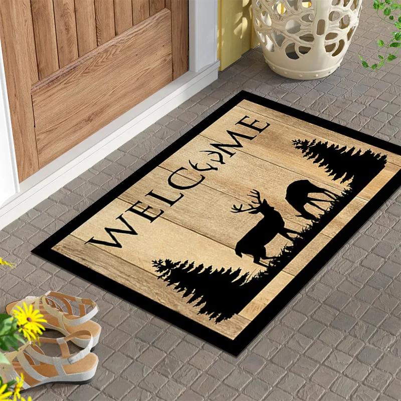 1Pc Plant Print Welcome Mat Non Slip Area Rugs On Both Sides Easy To Clean Floor Rug Indoor Outdoor Home Decorations Carpet