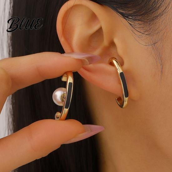 Commuter Fashion Earrings French C-Shaped Oval Hoop Versatile Drop