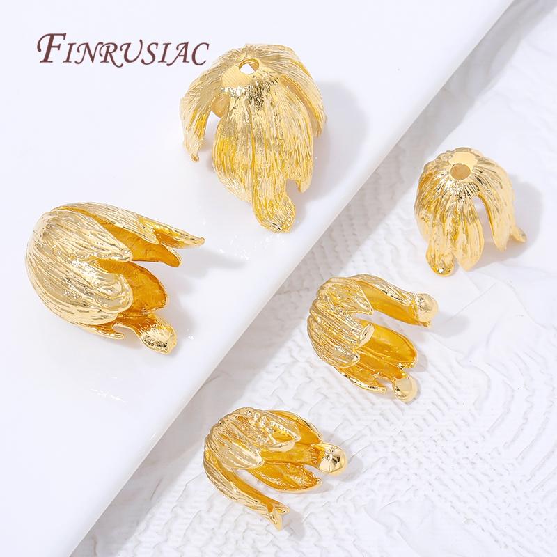 18K Gold Plated Tulip Bead Caps Large Flower End Caps For Jewelry Making DIY Bracelet Necklace Findings,Earring Accessories