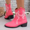 Large size women's boots autumn new pointed square heel short tube sewing line retro short boots women