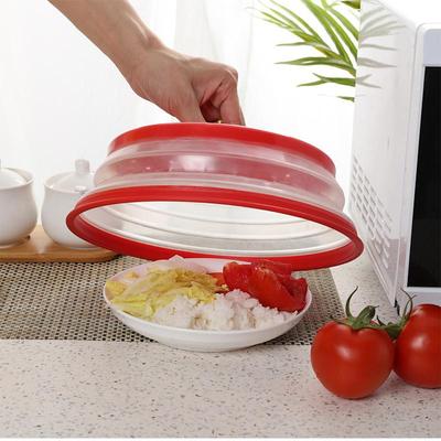 Microwave Splatter Cover Collapsible Food Plate Cover Drainer Basket Microwave Heating Splash-proof Cover Kitchen Cooking Lid