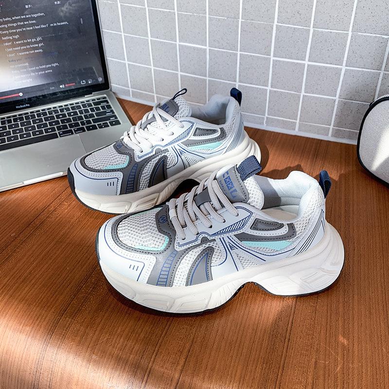 

Ретро платформа папины кроссовки женские 2025 весна новые ankela красный повседневные кроссовки дышащая женская обувь 40 серо голубой