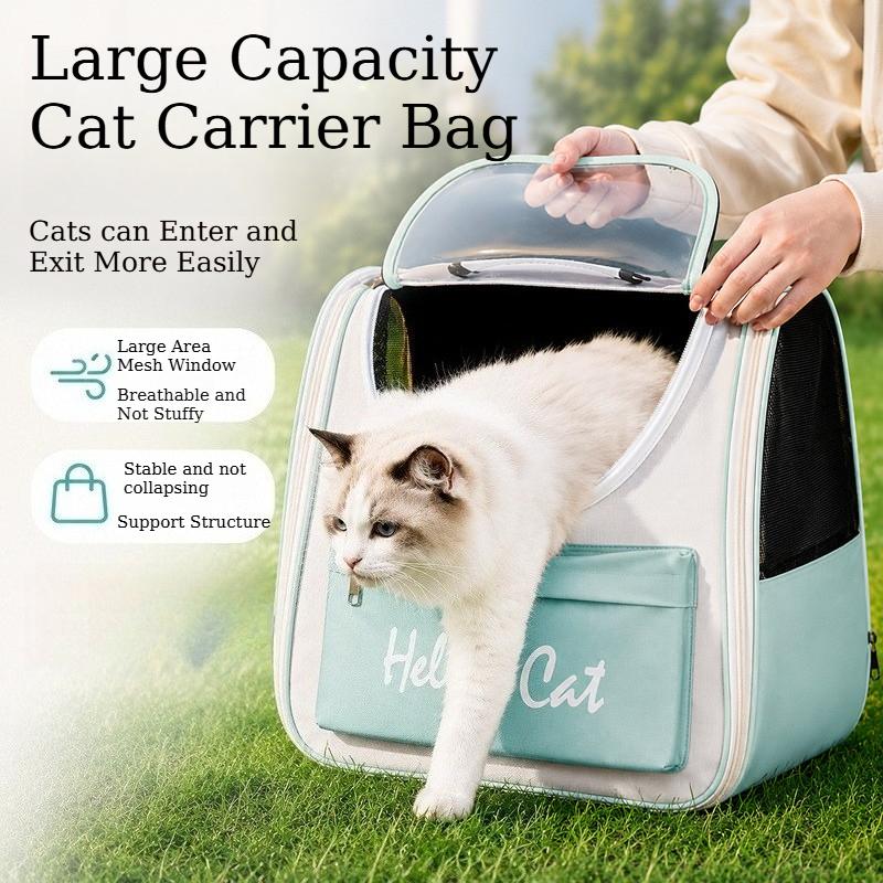 Large Capacity Cat Carrier Bag Breathable Mesh Cat Backpack with Clear Visual Window Portable Foldable Dogs Cats Travel Backpack