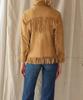 Motorcycle Fringed Lambskin Jacket Genuine Leather Suede Handmade Women Brown