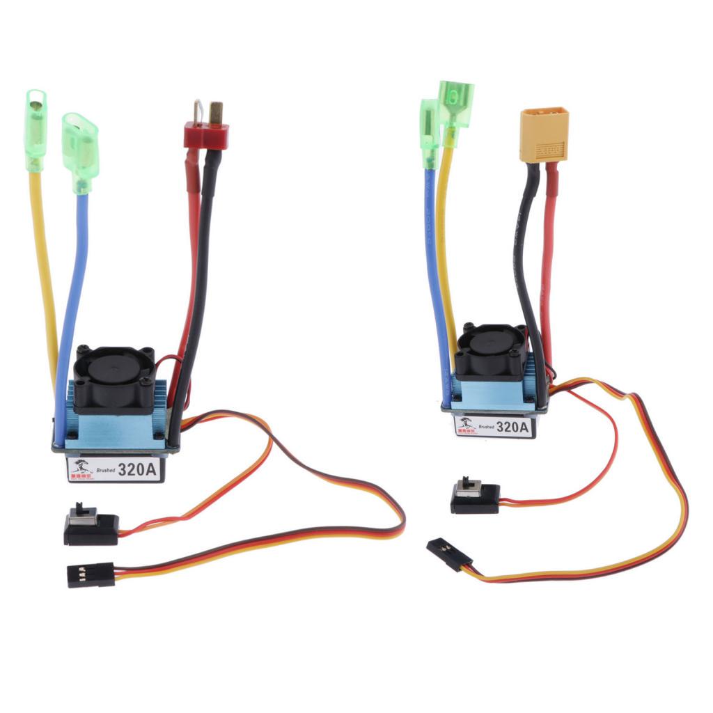 Waterpro Brushed ESC 320A 3S Fan 5V 3A BEC T-Plug For 1/10 RC Car main image 1