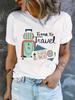 Travel Pattern Printed T-Shirt, Spring/Summer Casual Round Neck Short Sleeved Top Women'S Clothing, Fashionable Painted Clothing