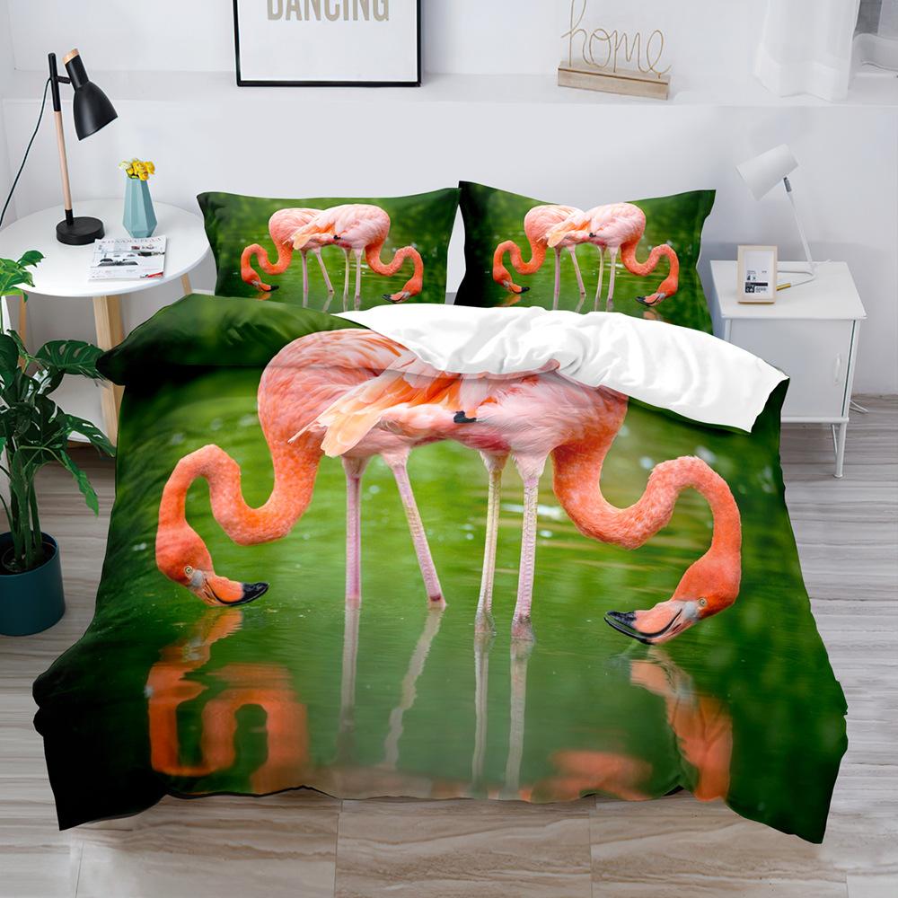 Bird Game Digital Printing Quilt Cover Three-Piece Set