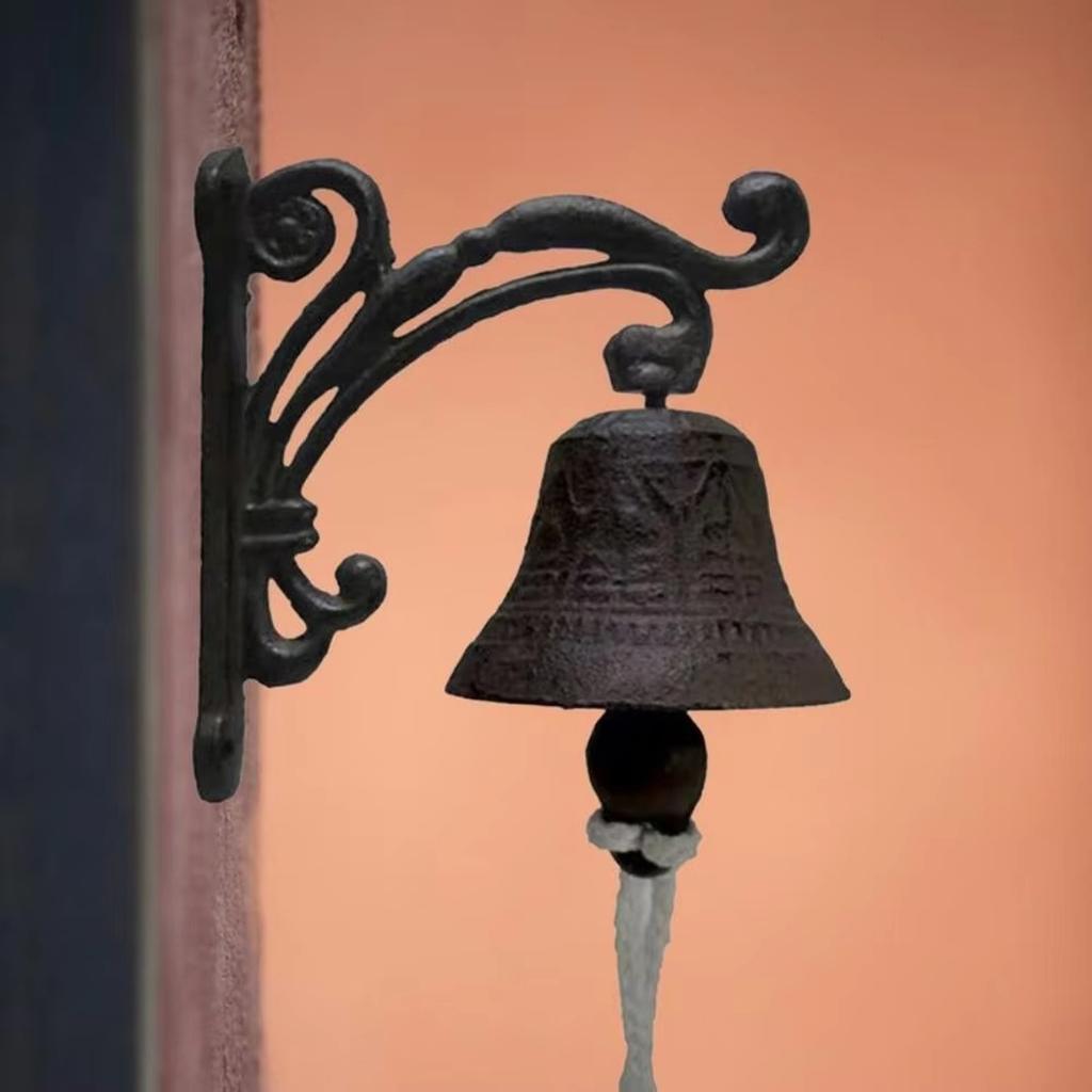 Retro Außenklingel Rustikal Vintage Groß Eisen Wandmontiert Metalltürklingel für Außen Dekorative Glocken