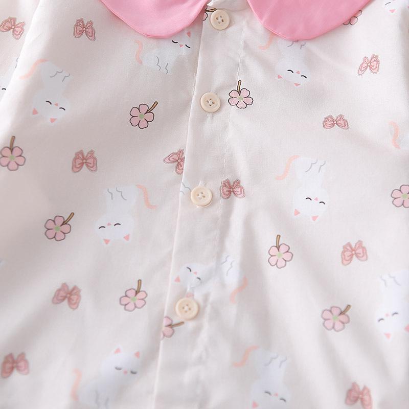 Infant Girls' Floral Cat Lapel Two-Piece Set - Long Sleeve Top & Casual Pants, Spring/Fall 2026