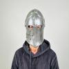 Grey Barbuta Helmet Medieval Knight Armor 18g Mild Steel LARP Cosplay Halloween Costume Barbuta Visored Warrior Helmet