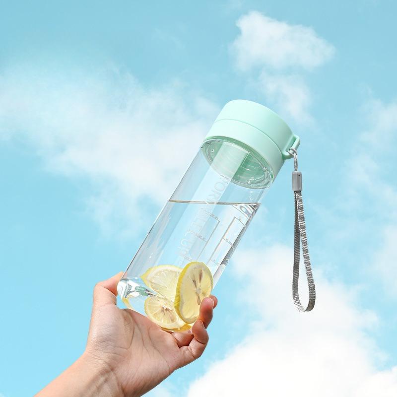 Sports Water Cup Outdoor Large Capacity Frosted Transparent Plastic Water Cup Portable Handheld Rope Cup Summer High Appearance Water Bottle
