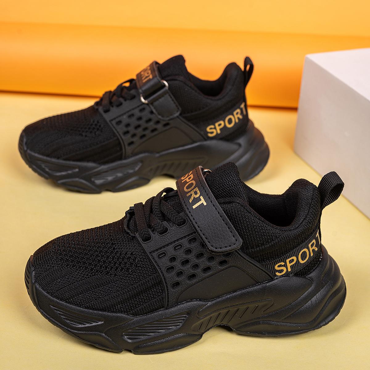 

Детская мода Four Seasons Дышащая повседневная обувь для детей Бег Спорт Студенты Девочки Трендовые удобные кроссовки для спортзала 28 чёрный/золотой