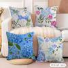 Hortensien Kissenbezug Natürlicher Leinen Bio-Stoff Beidseitiger Druck Sofa Heimdeko Geschenk Kissenhülle