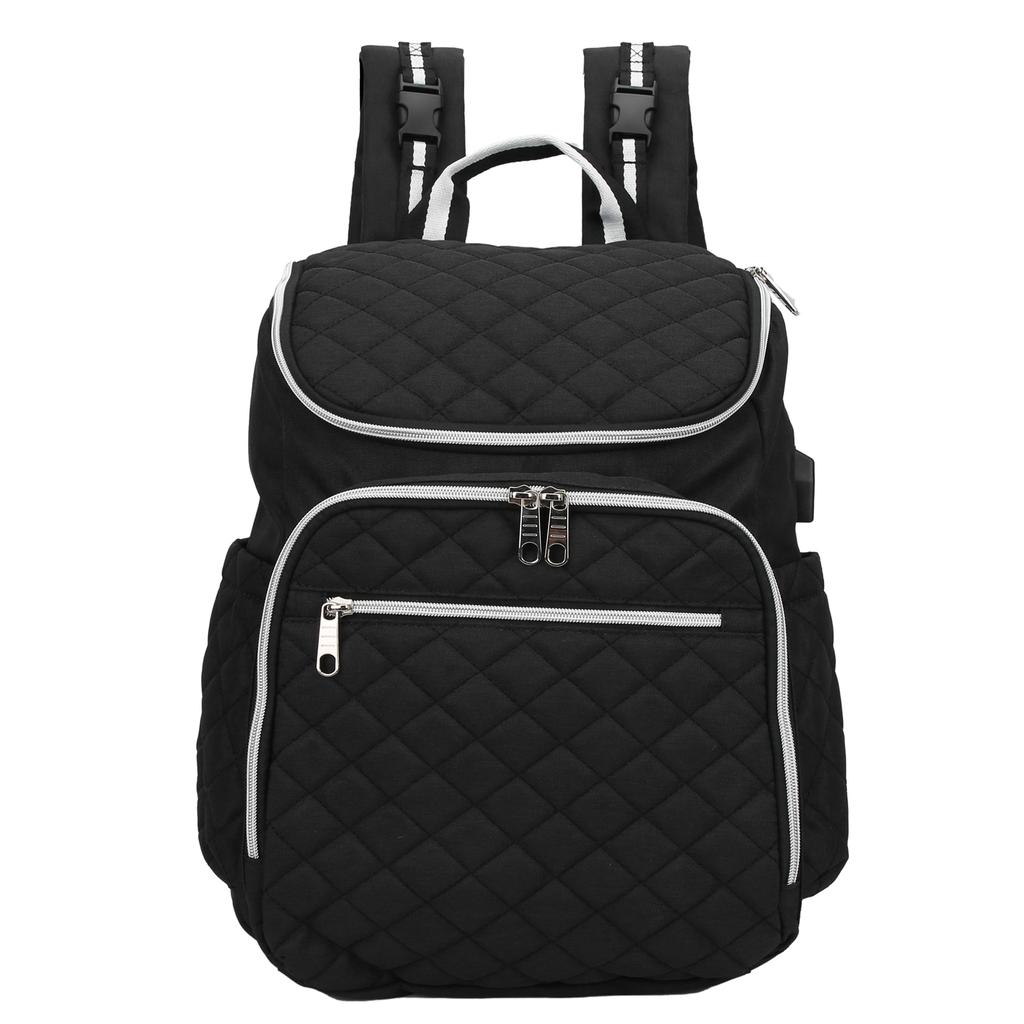 Oxford Cloth Backpack MultiFunction LargeCapacity Stroller Mother Bag Nappy Bag(Black )