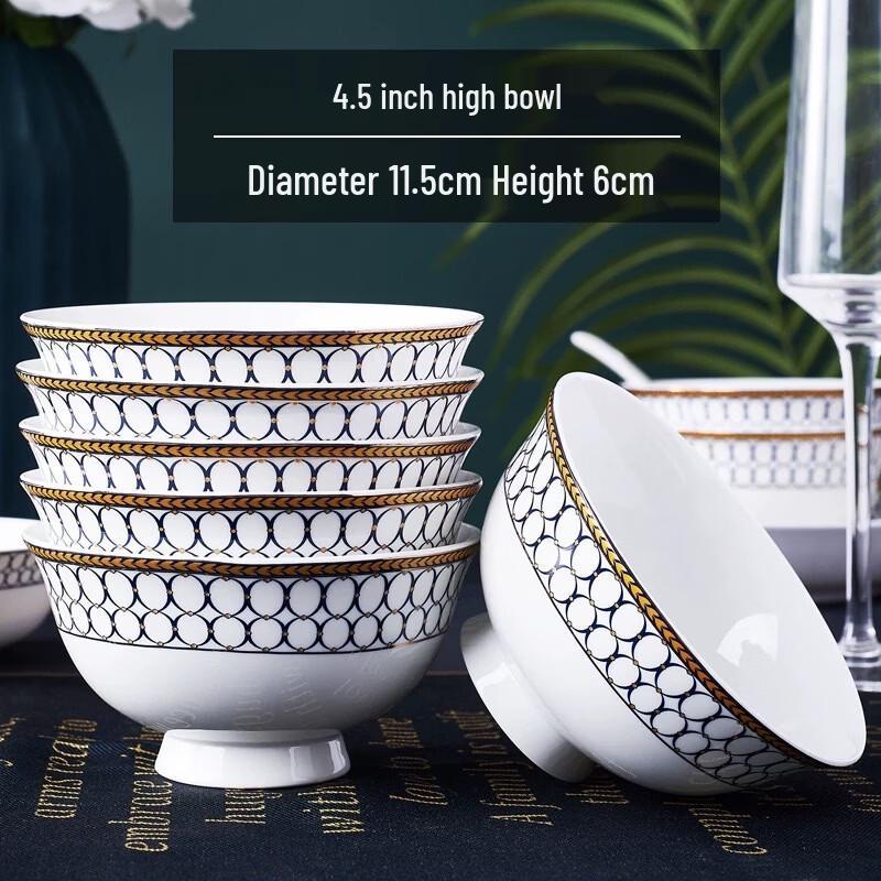 Chefyiqi High-Footed Bone Porcelain Rice Bowl Set