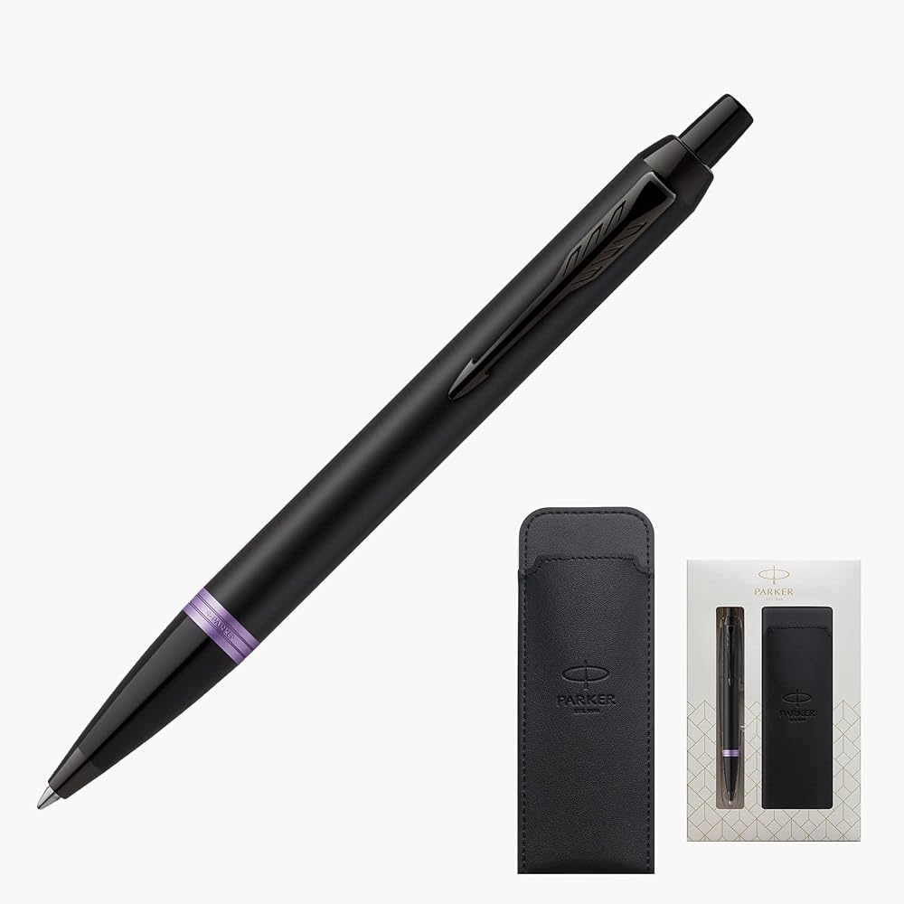 PARKER IM Ballpoint Pen, Amethyst Purple Ring BT, Medium Nib, Oil-Based Ink, with Pen Case, Gift