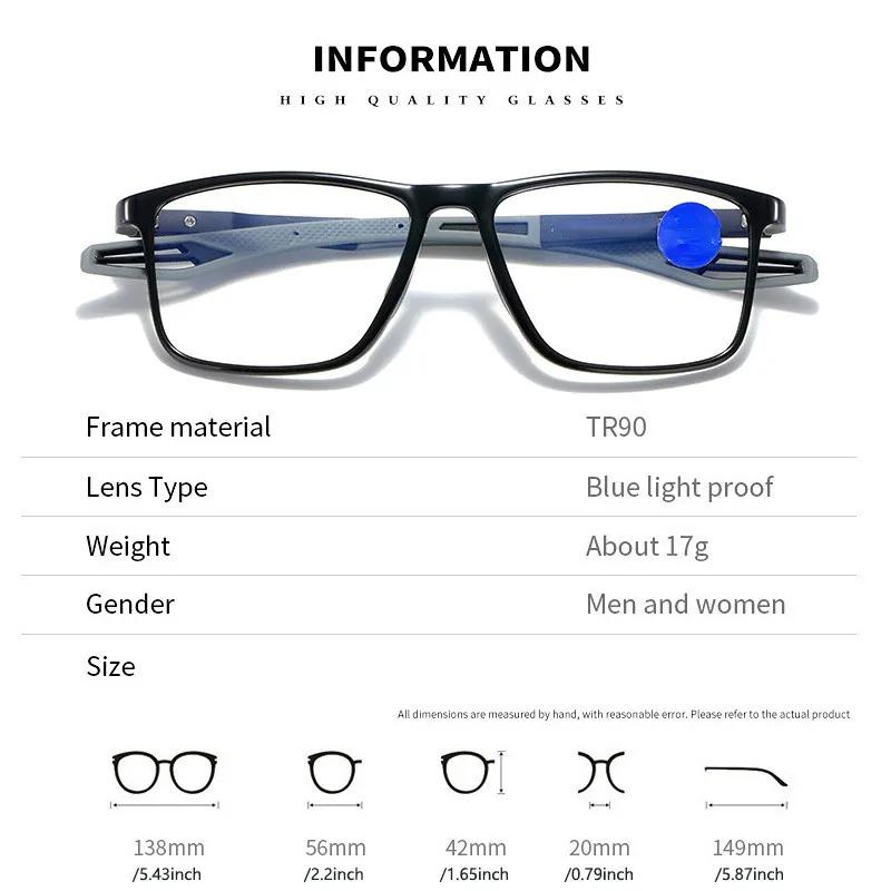 TR90 Sport Reading Glasses Men Ultralight Anti Blue Light Presbyopia Eyeglasses Men's Hyperopia Optical Eyewear Diopters