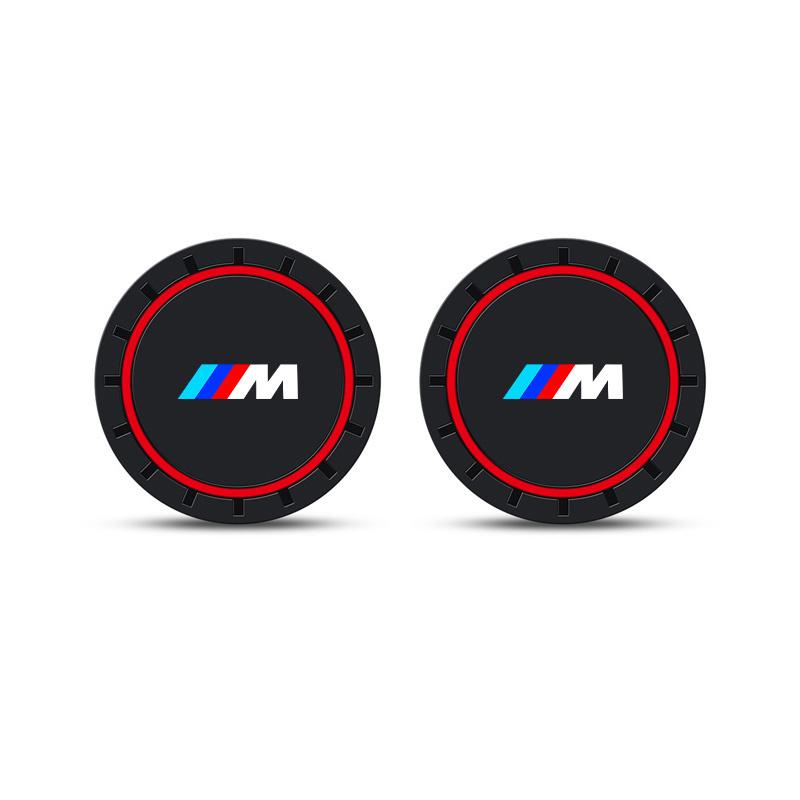 BBKY7 2PCS Car Cup Pad High-quality Silicone Coaster Non-slip Mat For BMW M Emblem E46 E36 E34 F10 E90 F30 E60 F30 E53 E30 E92 E87